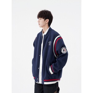 [001]刺绣拼接棒球服男女潮牌宽松情侣百搭外套A079-J811-P61图片
