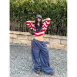 【网60】松紧腰印花直筒卫裤女2025年秋季新A079-3118-P44，男装休闲裤，电商A079