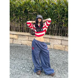 【网60】松紧腰印花直筒卫裤女2025年秋季新A079-3118-P44图片