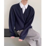 【52】2025假两件衬衫领卫衣百搭痞帅休闲长袖A079-C193-P42，男装衬衫，电商A079
