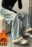 【002】小狗刺绣牛仔裤时尚宽松小众阔腿长裤潮A079-S748-P52，男装牛仔裤，电商A079
