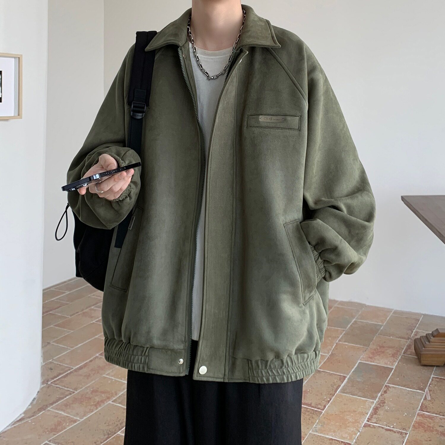 【184】25外套男生秋冬季宽松休闲翻领夹克A079-JK255-P61,男装夹克,电商A079