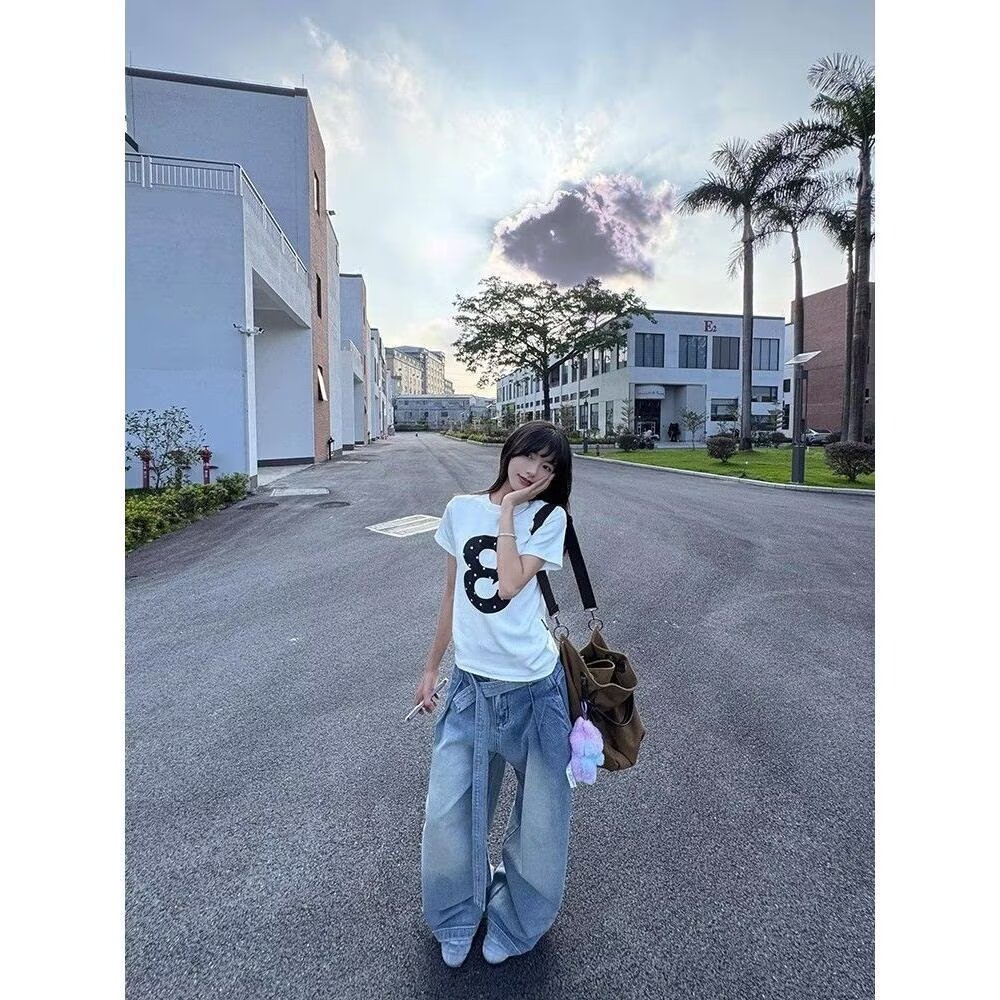 【275】牛仔裤男压褶宽松直筒工装长裤A079-3061-P54,男装牛仔裤,电商A079