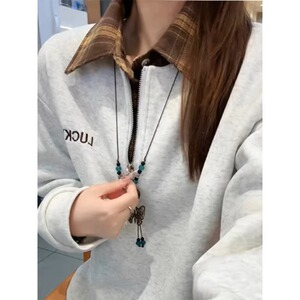 [004]撞色拼接假两件卫衣男半拉链上衣衬衫领polo衫A079-W19-P42图片