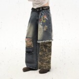 【104】休闲直筒拼接牛仔裤A079-M606-P60，男装牛仔裤，电商A079