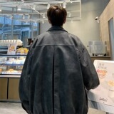 【网118翻领皮衣夹克男女潮牌宽松百搭情侣外套A079-921-P79，男装夹克，电商A079