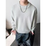 【网41】2025撞色灰色圆领针织毛衣男A079-M5807-P55，男装针织衫/毛衣，电商A079