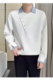 【网59】25假两件撞色拼接衬衫领长袖T恤男款A079-D640-P43，男装T恤，电商A079