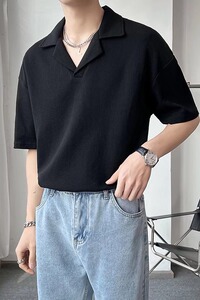 [012] 短袖POLO衫男宽松半袖上衣V型翻领t恤男A079-T538-P27图片