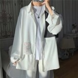 【网59】长袖衬衫男新款设计感宽松上衣拼接寸衫A079-C33-P35，男装衬衫，电商A079