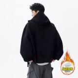 【001】加绒硬挺boxy开衫卫衣男秋冬情侣外套A079-W821-P54，女装短外套，电商A079