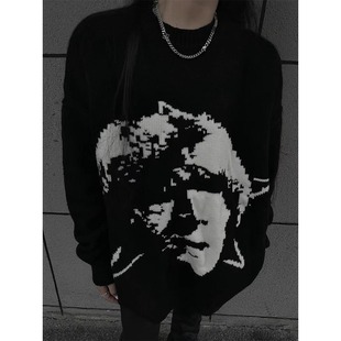 MY521 高街重磅cleanfit百搭A079 印花针织毛衣美式 P57