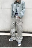 【网88】2025秋季泼墨弯刀牛仔裤宽松长裤A079-7301-P67，男装牛仔裤，电商A079