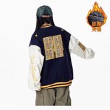 【001】5加绒加厚条纹撞色棒球服插肩袖外套夹克A078-J2512-P74，男装夹克，电商A079