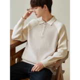 [005]半拉炼POLO领撞色套头插肩袖休闲A079-T401-P49，男装Polo衫，电商A079