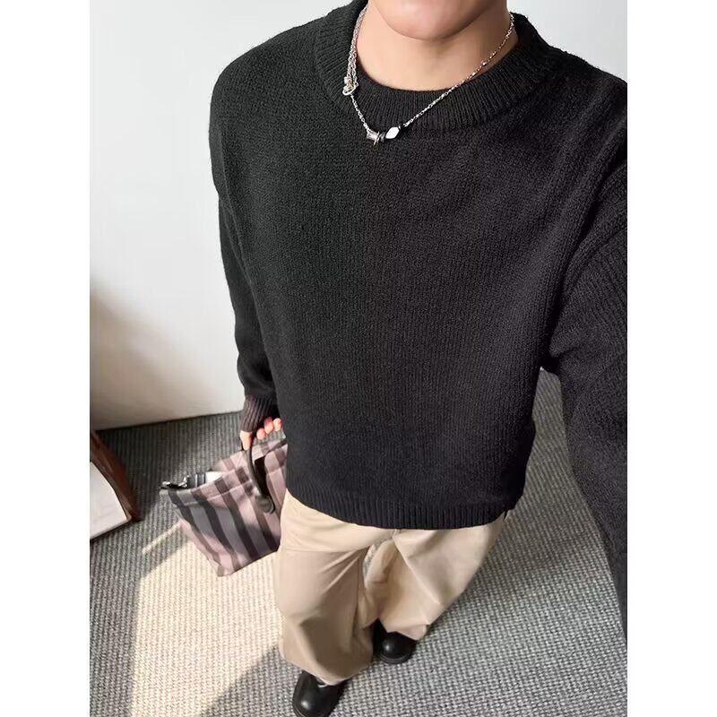 【网41】BK撞色2025灰色圆领针织毛衣男A079-M5807-P55,男装针织衫/毛衣,电商A079