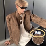 【网7】25夹克女短款潮牌夹棉服垫肩外套秋冬A079-M8042-P67-82，男装夹克，电商A079