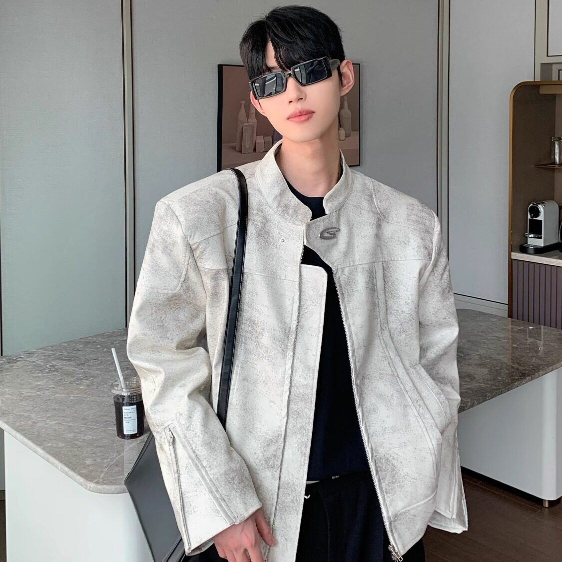 【网7】男宽松潮男短款垫肩夹克外套A079-8552-P75,男装夹克,电商A079