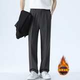 【网45】西装裤男宽松直筒冬季黑色加绒小西裤A079-C58加绒-p49，男装西服套装，电商A079