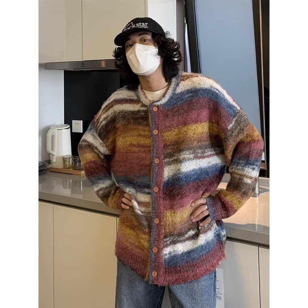 【网59】25新款纽扣针织衫复古休闲外套A079-788-P55,男装针织衫/毛衣,电商A079
