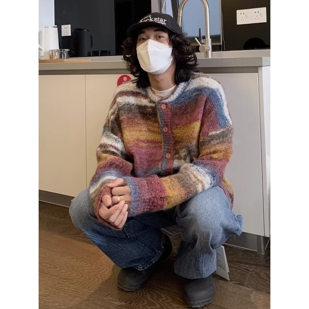 【网59】25新款纽扣针织衫复古休闲外套A079-788-P55,男装针织衫/毛衣,电商A079