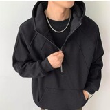 [004]拼接半拉链连帽卫衣男休闲运动带帽衫宽松A079-B671-P47，男装卫衣，电商A079
