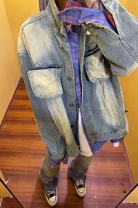 【54】做旧牛仔外套男潮牌高街拼接设计感宽松夹克A079-2115-P59图片