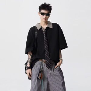 [012]拼接短袖polo衫男女款夏翻领t恤正肩半袖 A079-T65-P29图片