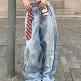 【119】牛仔裤男女做旧宽松显瘦垂感拖地裤A079-9015-P54，男装牛仔裤，电商A079