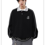 [012]刺绣翻领套头卫衣男拼接插肩袖POLO衫外套A079-Y287-P45，男装Polo衫，电商A079