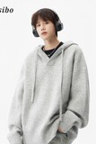【网5】帽针织衫外套男秋季潮牌花灰色情侣毛衣A079-MY409-P63，男装针织衫/毛衣，电商A079