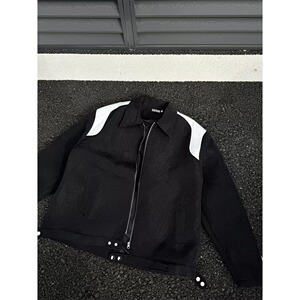 【001】夹克外套黑白拼接褶皱夹克A079-J06-P66图片