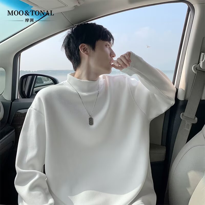 【001】德绒半高领打底衫男T恤长袖保暖男款A079-W188-P25，男装T恤，电商A079