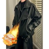 [【网15】加绒加厚皮夹克新款宽松A079-J5211-P95加绒加厚，男装夹克，电商A079