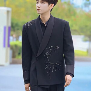 [001]刺绣立体花朵西服男西装外套A079-XZ121-P66图片