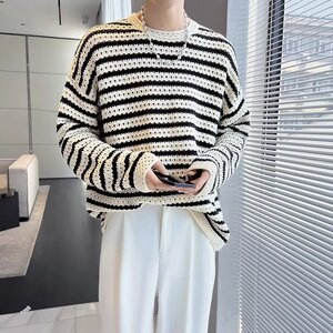 【146】25镂空条纹针织衫圆领长袖软糯舒适毛衣A079-594-P29图片