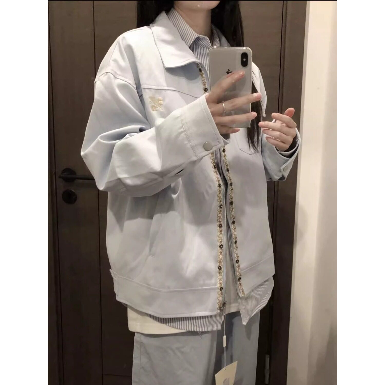 【181】潮牌潮情侣美式复古织夹克宽松翻领外套男A079-1458-P74图片