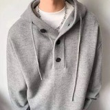 【15】男毛衣宽松连帽套头纯色毛线衣针织衫外穿A079-A663-P52，男装针织衫/毛衣，电商A079