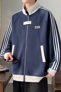 【网4】三条杠外套男春季新款开衫撞色上衣潮牌A079-5017-P47图片