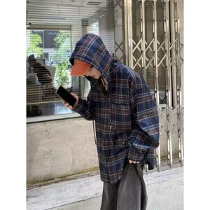 【273】格子连帽衬衫男女长袖衬衣休闲宽松慵A079-CS221-P59图片