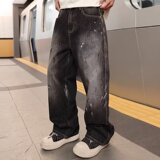 [008]牛仔裤男宽松阔腿直筒裤休闲刺绣长裤A079-N3964-P48，男装牛仔裤，电商A079
