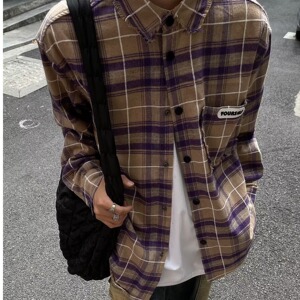 【001】5长袖衬衫男士休闲宽松大码格子衬衣A079-C272-P49图片