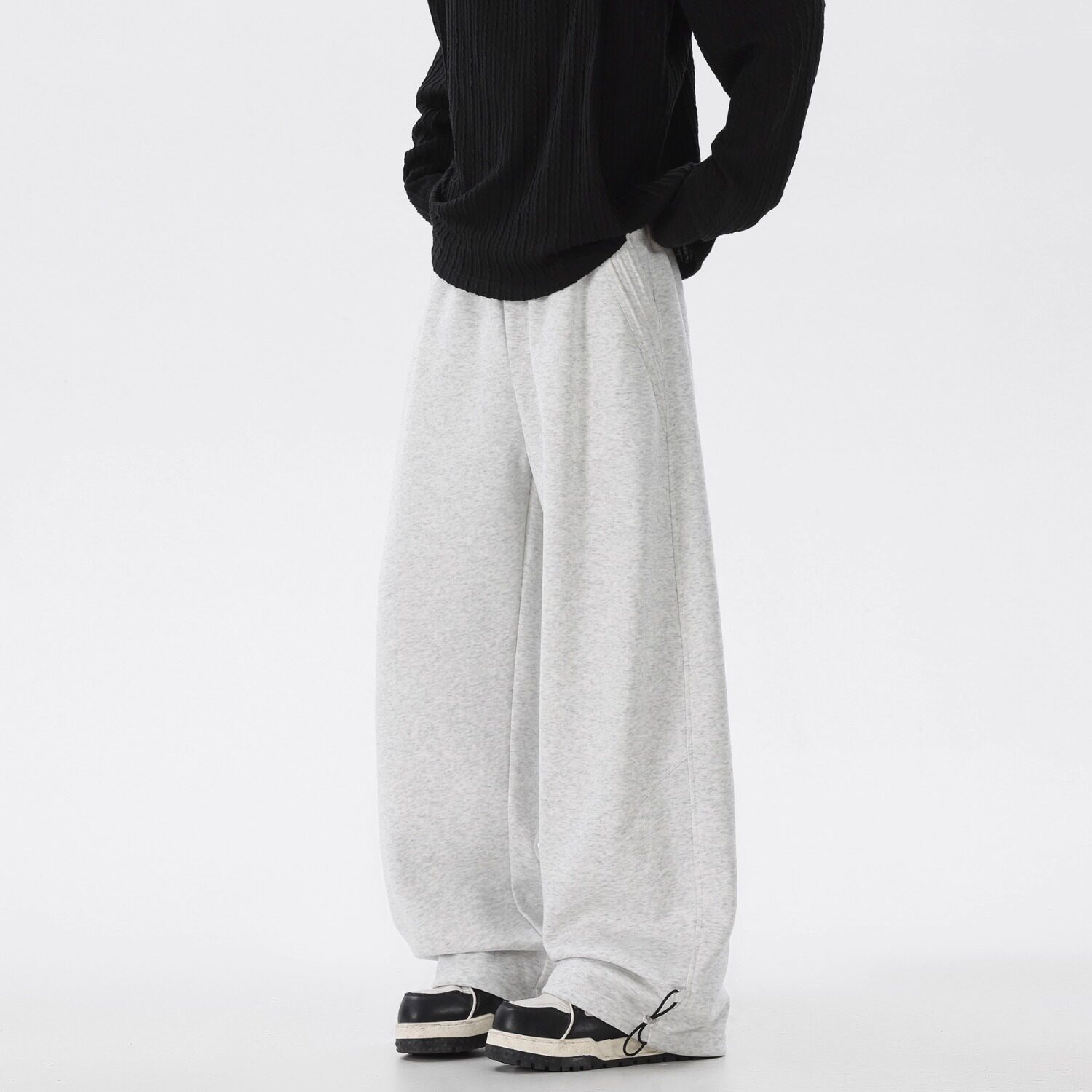 【236】5宽松腰常规纯色廓形阔腿休闲裤长裤A079-K201-p42，男装休闲裤，电商A079