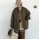 【281】5外套工装男女同款圆领复古麂皮绒夹克A079-JK215-54，男装夹克，电商A079