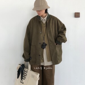【281】5外套工装男女同款圆领复古麂皮绒夹克A079-JK215-54图片