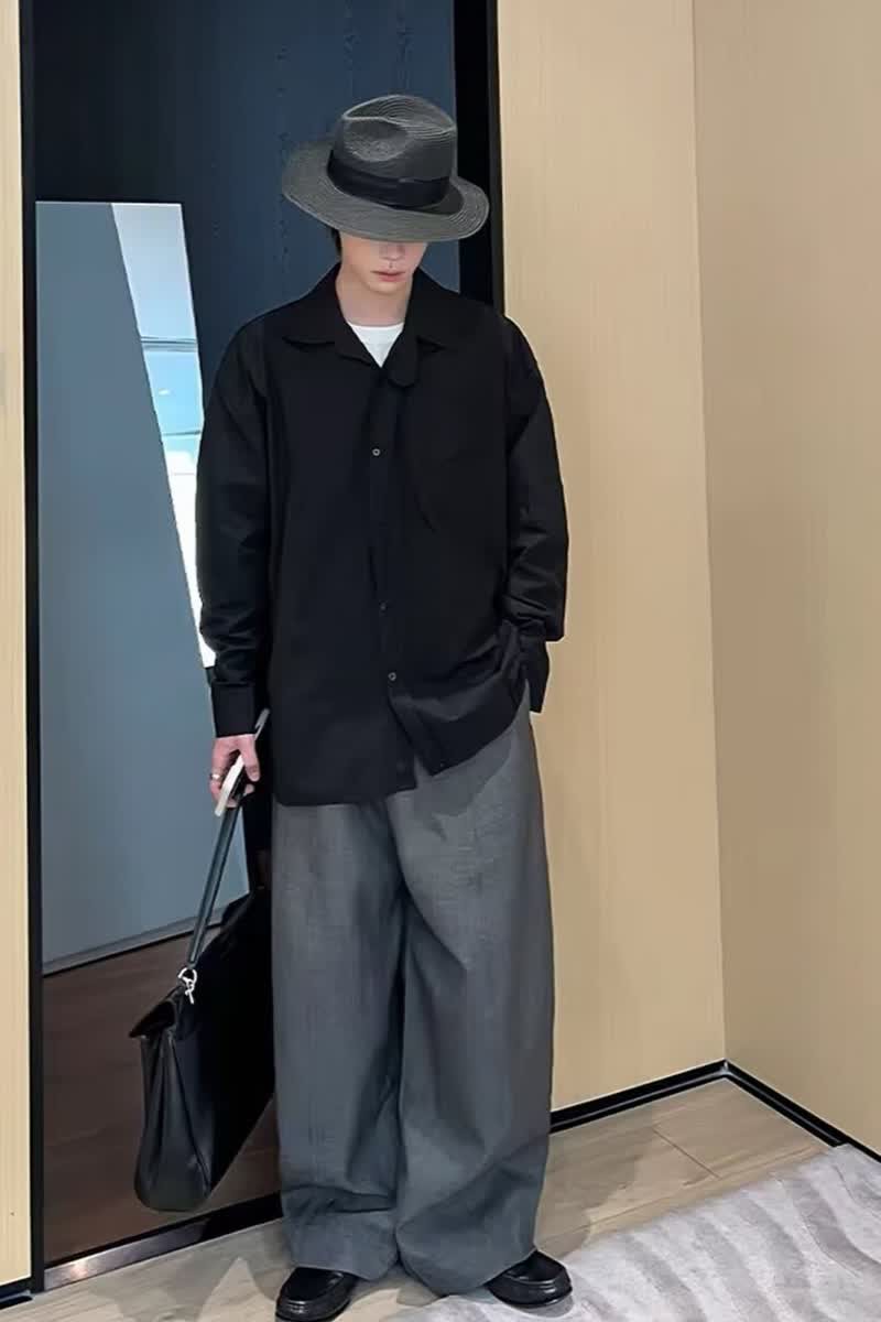 【256】宽松长袖外套潮流休闲百搭白衬衣A079-CS209-P34,男装衬衫,电商A079