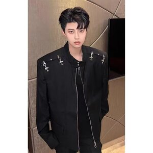 【网12】垫肩西装外套男金属飞机扣设计感夹克A079-2579-P72图片