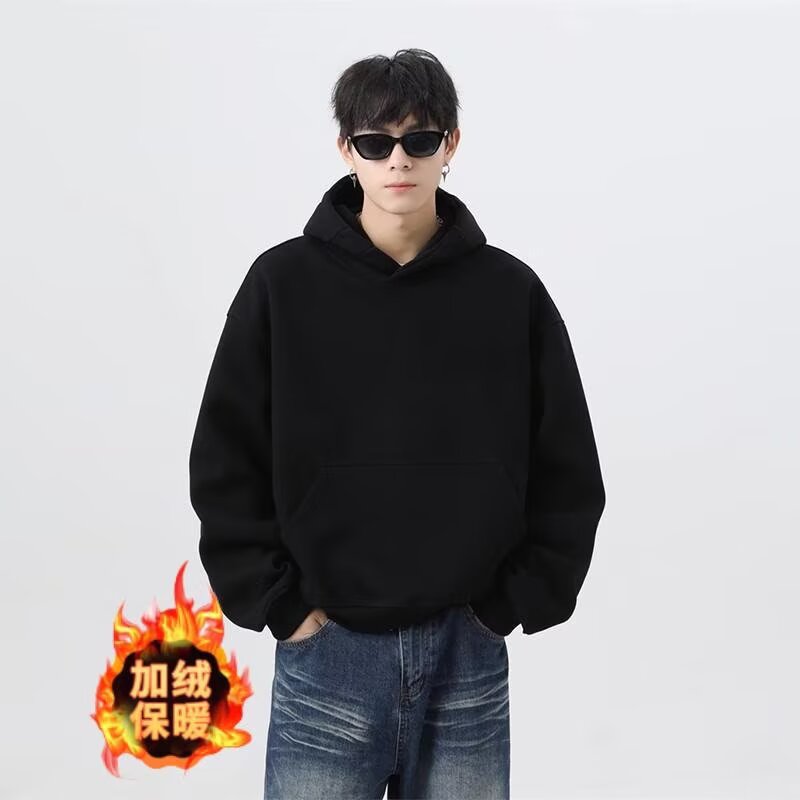 【52】5连帽加绒卫衣男女时尚纯色套头外套A079-Y160-P39，女装短外套，电商A079