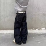 [008]阔腿牛仔裤休闲宽松丹宁直筒cleanfit长裤男A079-N1218-P44，男装牛仔裤，电商A079