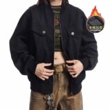 【77】装夹克男秋冬季做旧宽松外套机车棒球服夹棉A079-JK96-P88，男装夹克，电商A079